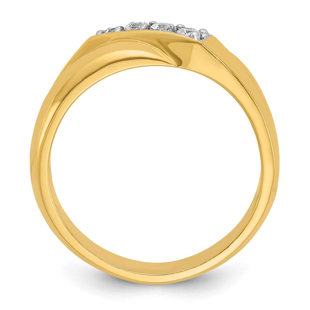 IB Goodman with Rhodium Mens Polished Curved 4-Stone 1/5 Carat AA Quality Diamond Ring - WBC