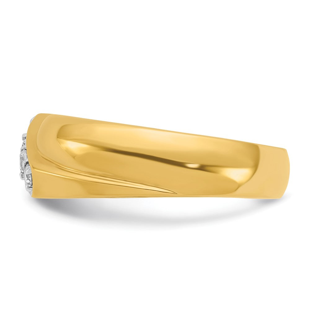 IB Goodman with Rhodium Mens Polished Curved 4-Stone 1/5 Carat AA Quality Diamond Ring - WBC