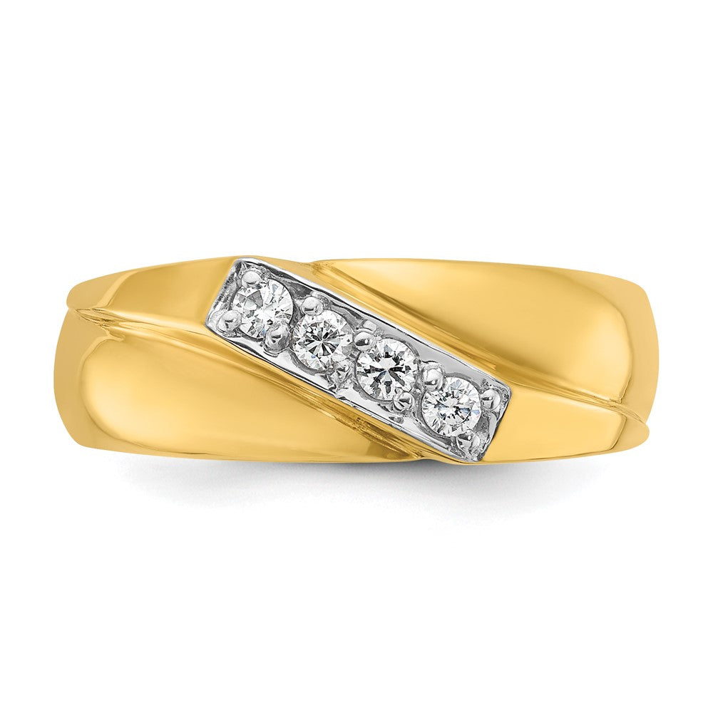 IB Goodman with Rhodium Mens Polished Curved 4-Stone 1/5 Carat AA Quality Diamond Ring - WBC