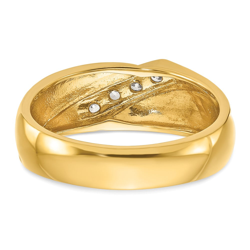 IB Goodman with Rhodium Mens Polished Curved 4-Stone 1/5 Carat AA Quality Diamond Ring - WBC