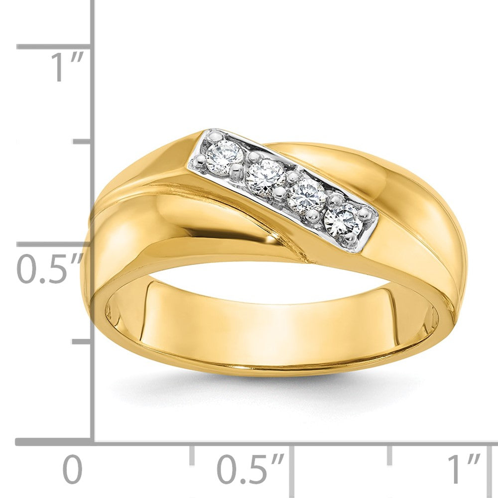 IB Goodman with Rhodium Mens Polished Curved 4-Stone 1/5 Carat AA Quality Diamond Ring - WBC