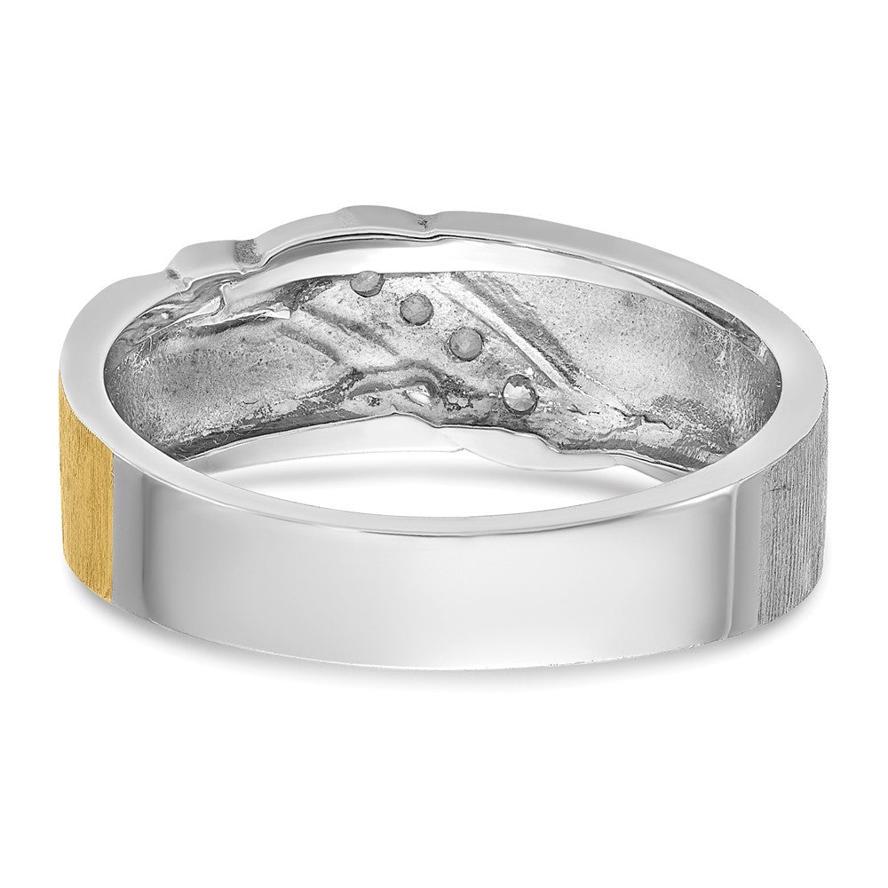 IBGoodman Two-tone Men's Polished Satin and Grooved 4-Stone 1/4 Carat AA Quality Diamond Ring - WBC
