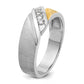 IBGoodman Two-tone Men's Polished Satin and Grooved 4-Stone 1/4 Carat AA Quality Diamond Ring - WBC
