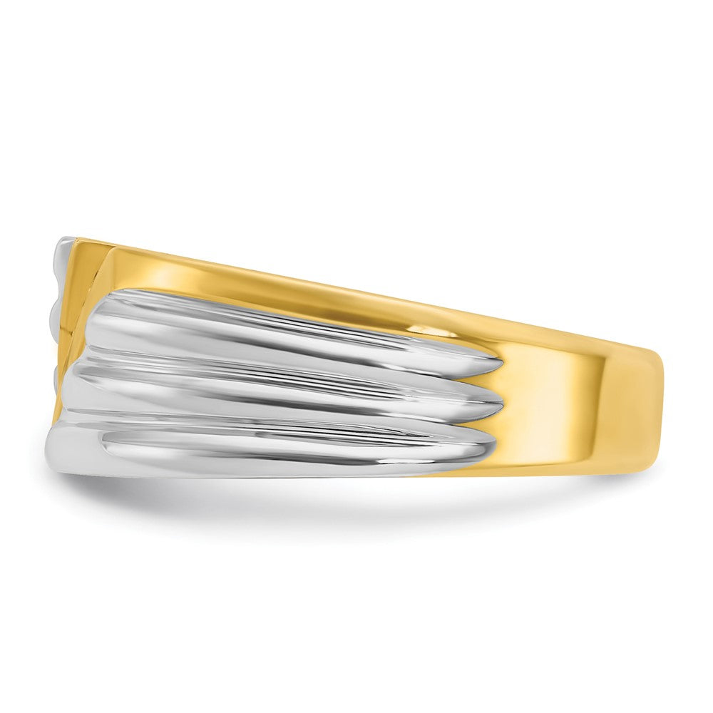 IBGoodman Two-tone Men's Polished and Grooved 3-Stone 1/6 Carat AA Quality Diamond Ring - WBC