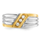 IBGoodman Two-tone Men's Polished and Grooved 3-Stone 1/6 Carat AA Quality Diamond Ring - WBC
