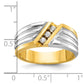 IBGoodman Two-tone Men's Polished and Grooved 3-Stone 1/6 Carat AA Quality Diamond Ring - WBC