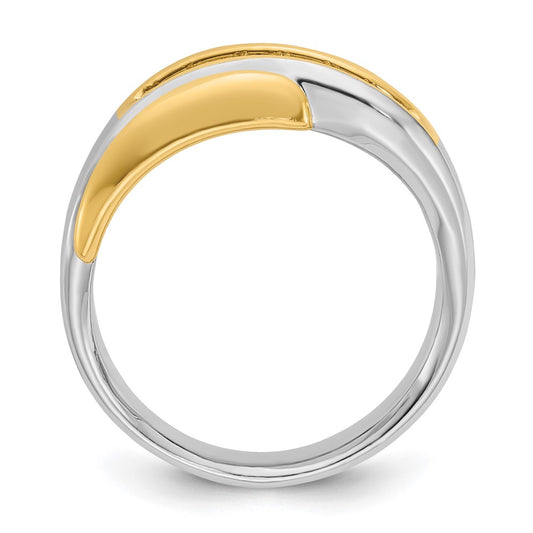 IB Goodman Two-tone Mens Polished and Grooved Curved 7-Stone 1/2 Carat AA Diamond Ring - WBC