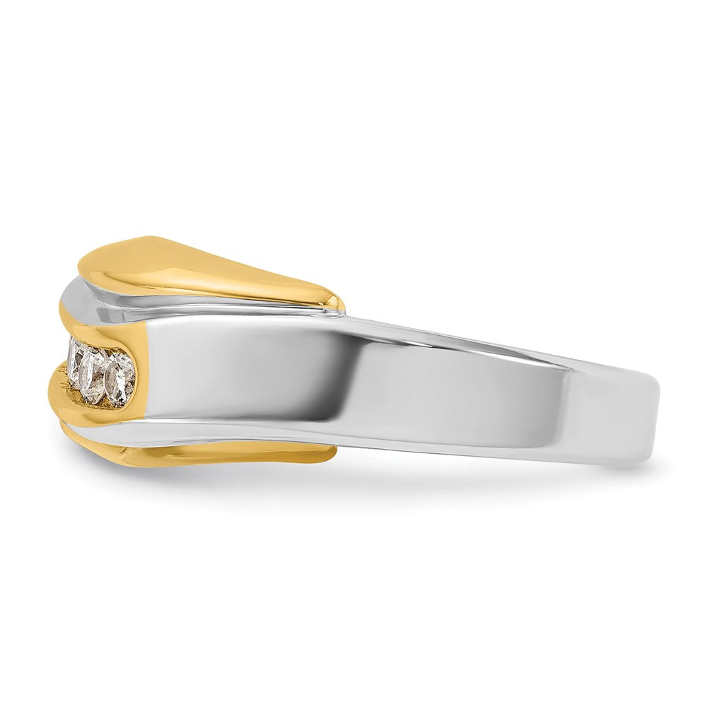 IB Goodman Two-tone Mens Polished and Grooved Curved 7-Stone 1/2 Carat AA Diamond Ring - WBC