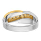 IB Goodman Two-tone Mens Polished and Grooved Curved 7-Stone 1/2 Carat AA Diamond Ring - WBC