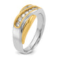 IB Goodman Two-tone Mens Polished and Grooved Curved 7-Stone 1/2 Carat AA Diamond Ring - WBC
