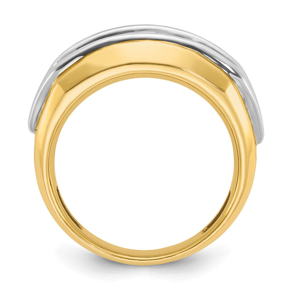 IBGoodman Two-tone Men's Polished and Grooved 5-Stone 1 Carat AA Quality Diamond Ring - WBC