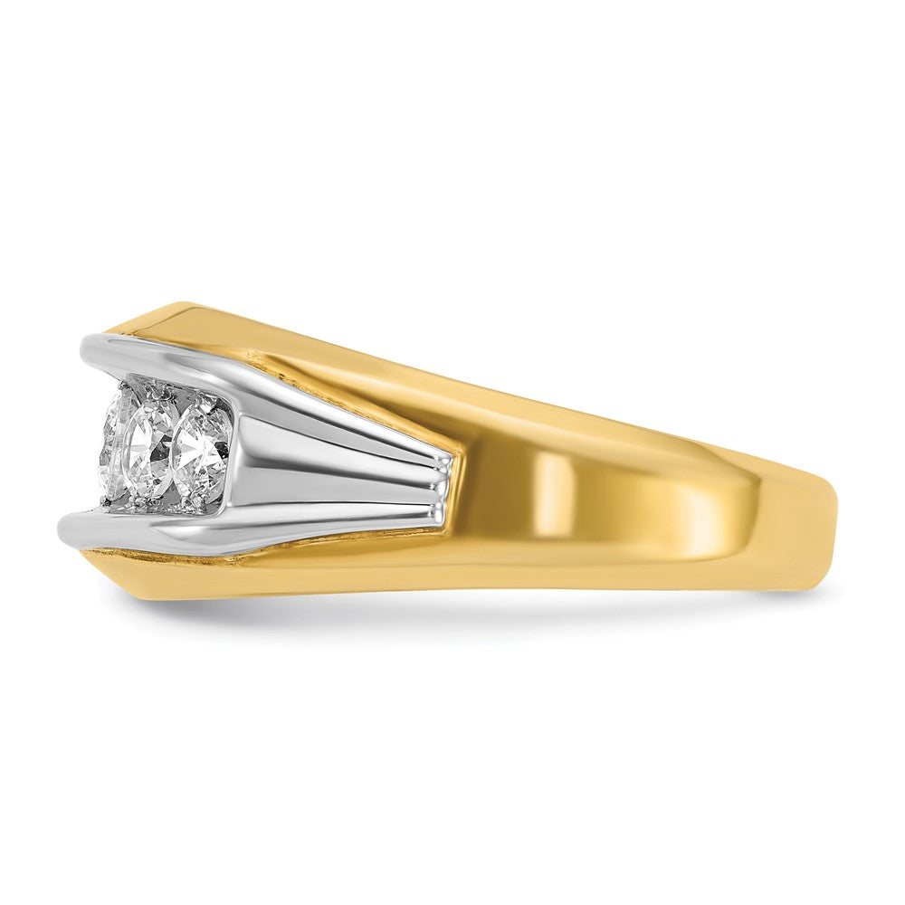 IBGoodman Two-tone Men's Polished and Grooved 5-Stone 1 Carat AA Quality Diamond Ring - WBC