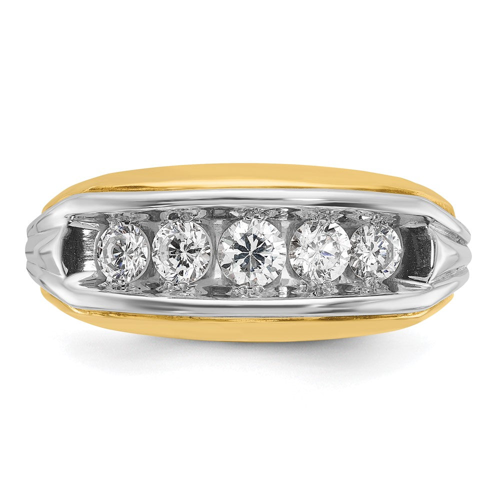 IBGoodman Two-tone Men's Polished and Grooved 5-Stone 1 Carat AA Quality Diamond Ring - WBC