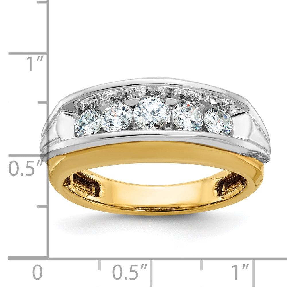 IBGoodman Two-tone Men's Polished and Grooved 5-Stone 1 Carat AA Quality Diamond Ring - WBC