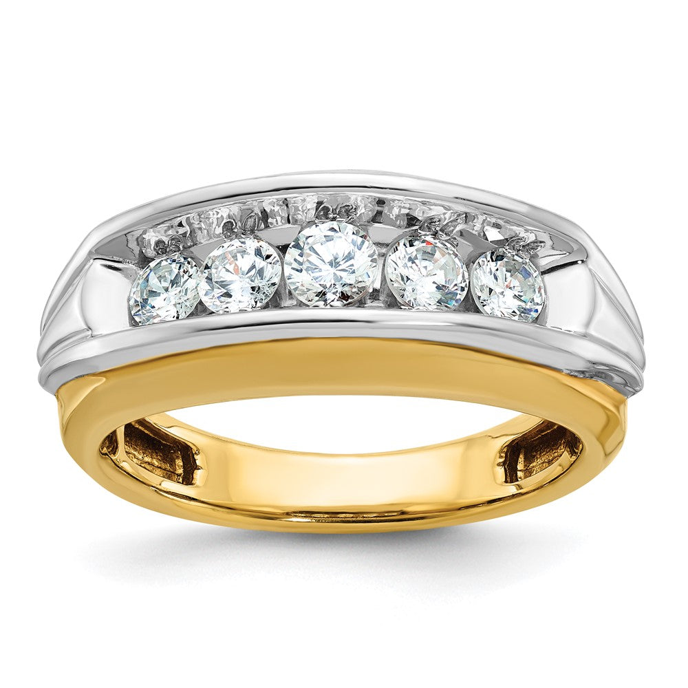 IBGoodman Two-tone Men's Polished and Grooved 5-Stone 1 Carat AA Quality Diamond Ring - WBC