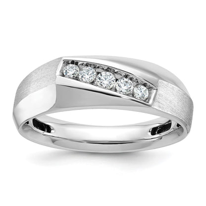 IBGoodman Men's Polished and Satin 5-Stone 1/4 Carat AA Quality Diamond Ring - WBC