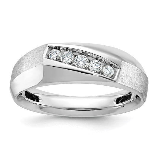 IBGoodman Men's Polished and Satin 5-Stone 1/4 Carat AA Quality Diamond Ring - WBC