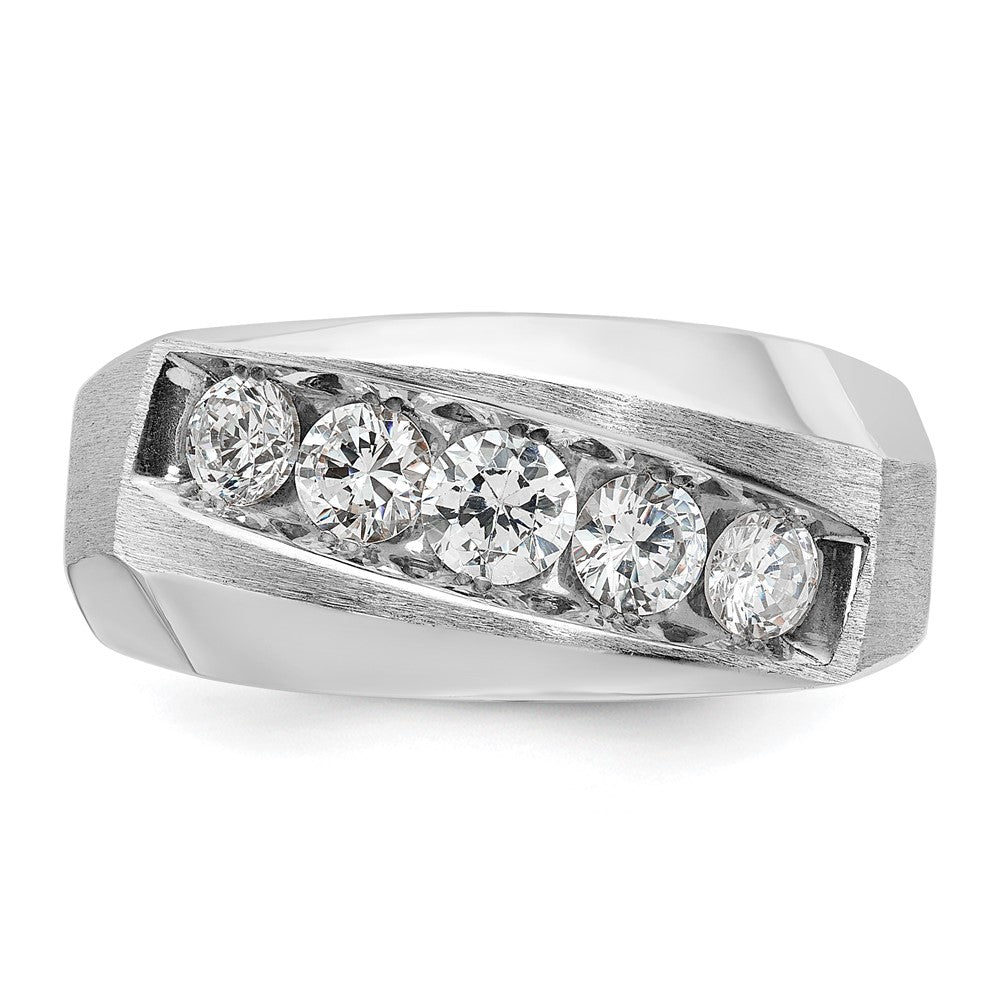 IBGoodman Men's Polished and Satin 5-Stone 1 Carat AA Quality Diamond Ring - WBC