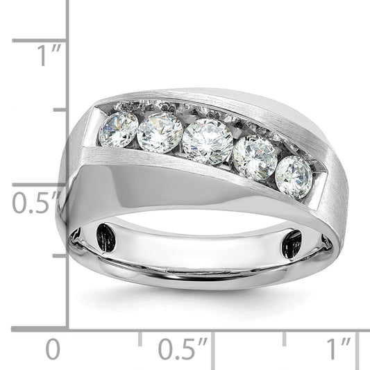 IBGoodman Men's Polished and Satin 5-Stone 1 Carat AA Quality Diamond Ring - WBC