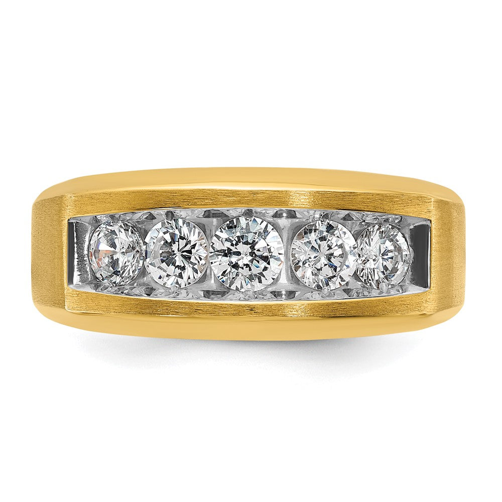 IBGoodman Men's Polished and Satin 5-Stone 1 Carat AA Quality Diamond Ring - WBC