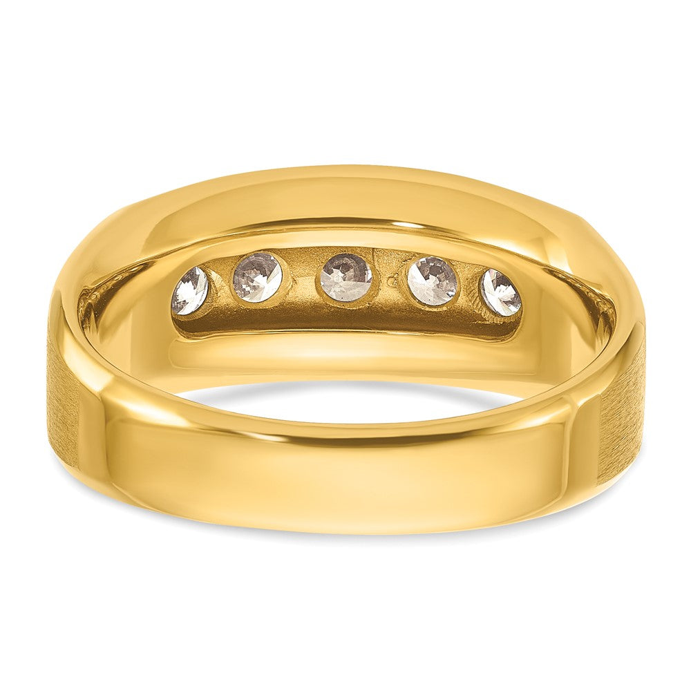 IBGoodman Men's Polished and Satin 5-Stone 1 Carat AA Quality Diamond Ring - WBC