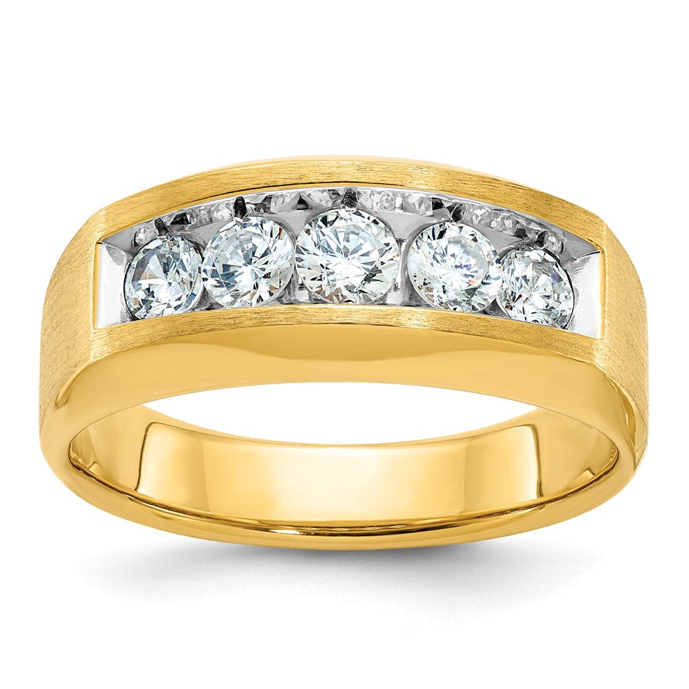 IBGoodman Men's Polished and Satin 5-Stone 1 Carat AA Quality Diamond Ring - WBC