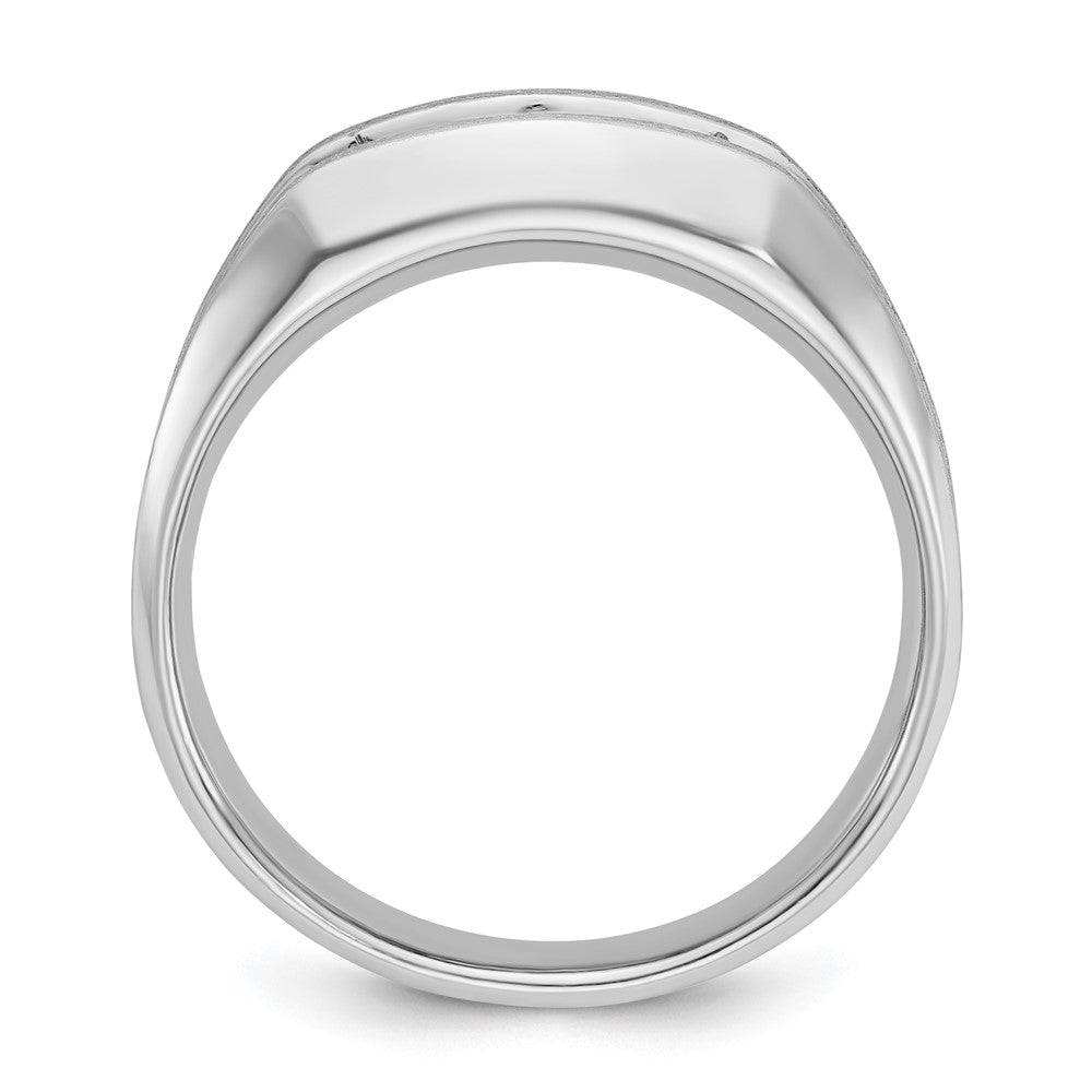 IBGoodman Men's Polished Satin and Grooved 3-Stone 1/2 Carat AA Quality Diamond Ring - WBC