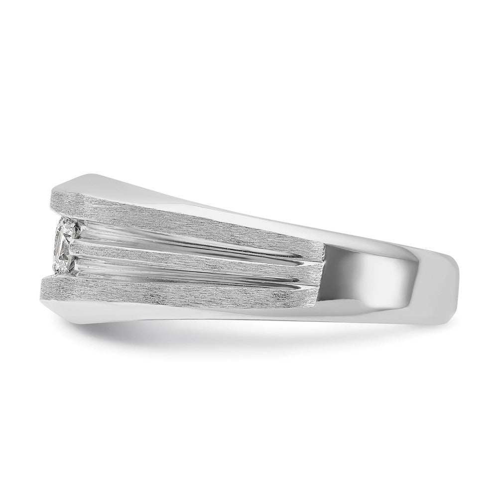 IBGoodman Men's Polished Satin and Grooved 3-Stone 1/2 Carat AA Quality Diamond Ring - WBC