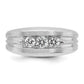 IBGoodman Men's Polished Satin and Grooved 3-Stone 1/2 Carat AA Quality Diamond Ring - WBC