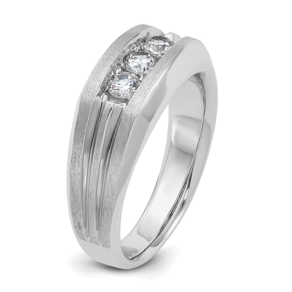 IBGoodman Men's Polished Satin and Grooved 3-Stone 1/2 Carat AA Quality Diamond Ring - WBC