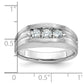 IBGoodman Men's Polished Satin and Grooved 3-Stone 1/2 Carat AA Quality Diamond Ring - WBC