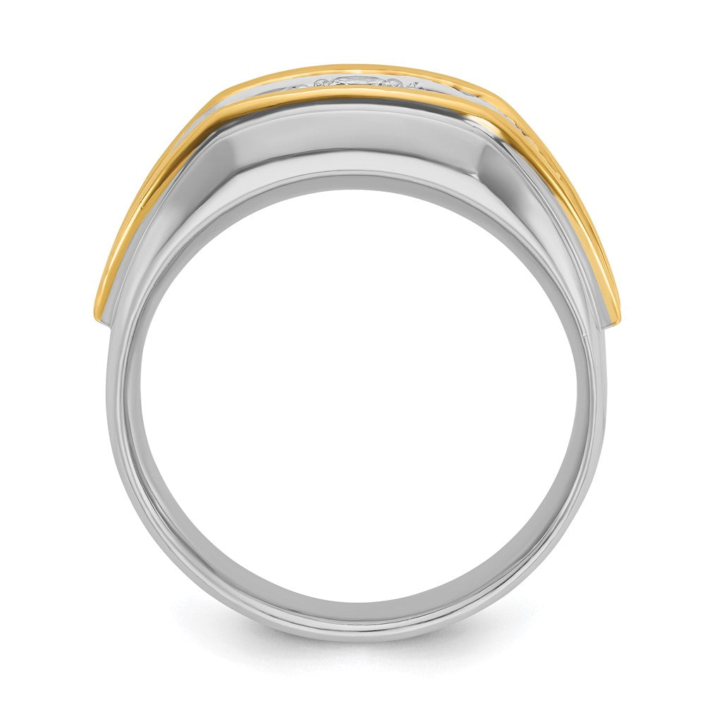 IBGoodman Two-tone Men's Polished 3-Stone 1/2 Carat AA Quality Diamond Ring - WBC