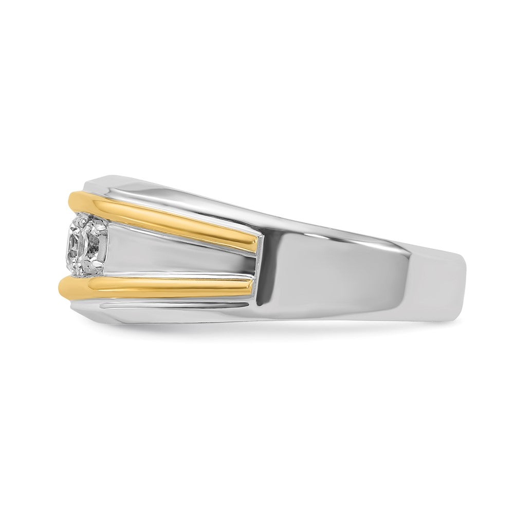 IBGoodman Two-tone Men's Polished 3-Stone 1/2 Carat AA Quality Diamond Ring - WBC