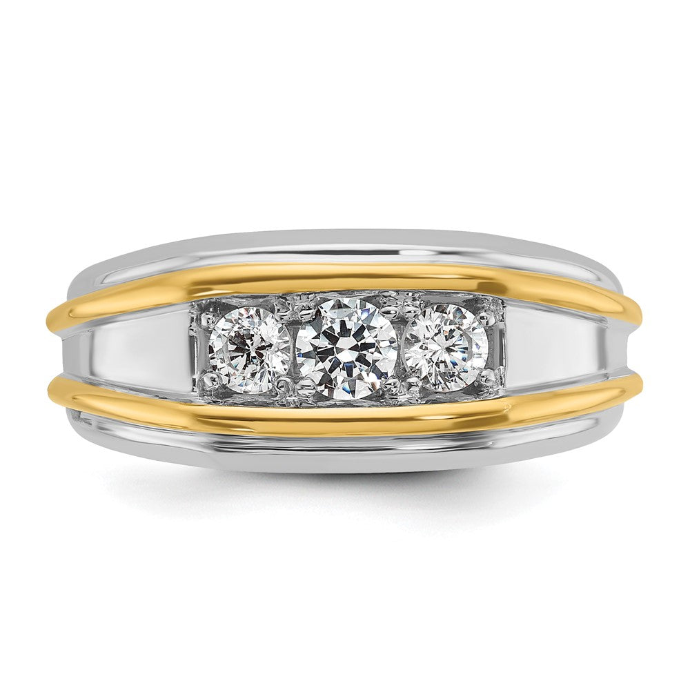 IBGoodman Two-tone Men's Polished 3-Stone 1/2 Carat AA Quality Diamond Ring - WBC