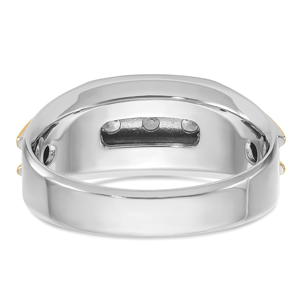 IBGoodman Two-tone Men's Polished 3-Stone 1/2 Carat AA Quality Diamond Ring - WBC
