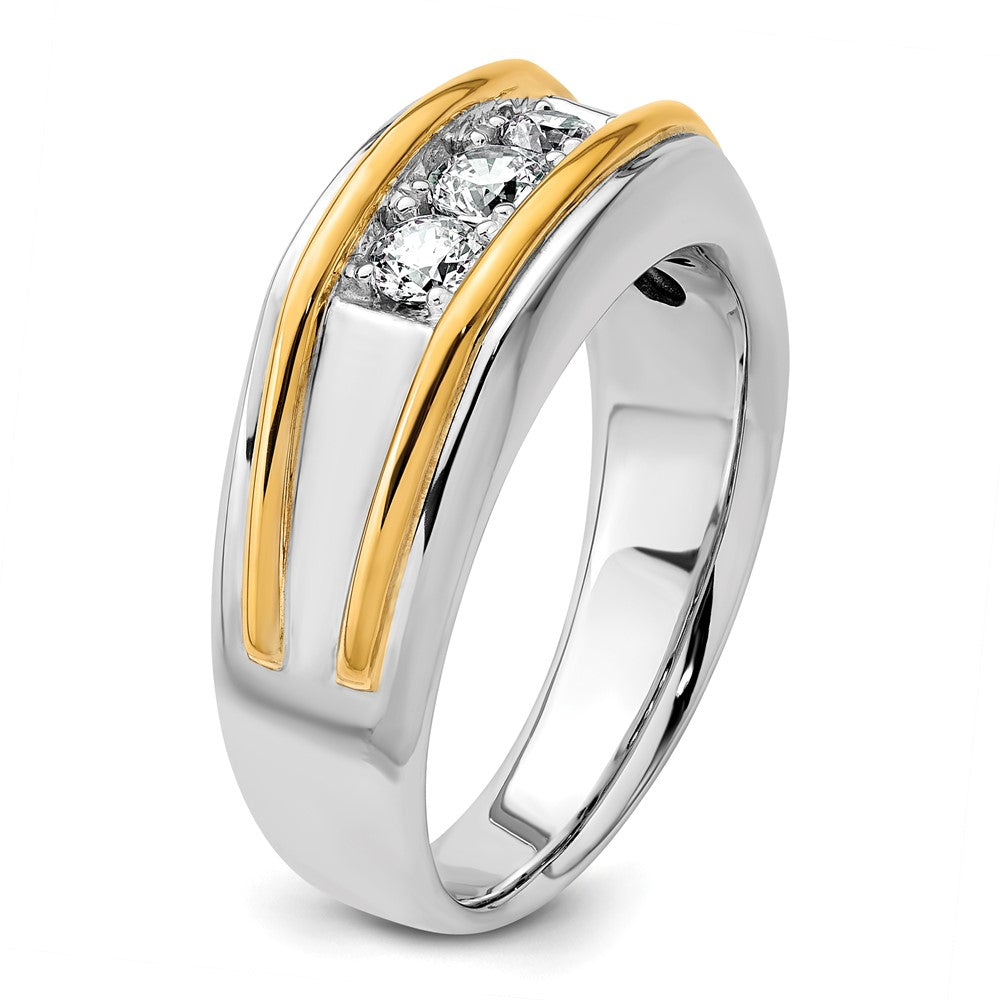 IBGoodman Two-tone Men's Polished 3-Stone 1/2 Carat AA Quality Diamond Ring - WBC