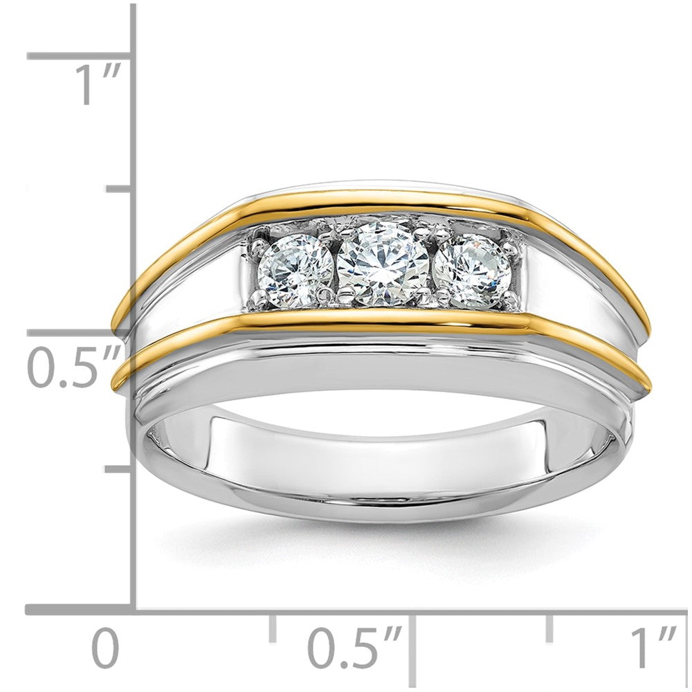 IBGoodman Two-tone Men's Polished 3-Stone 1/2 Carat AA Quality Diamond Ring - WBC