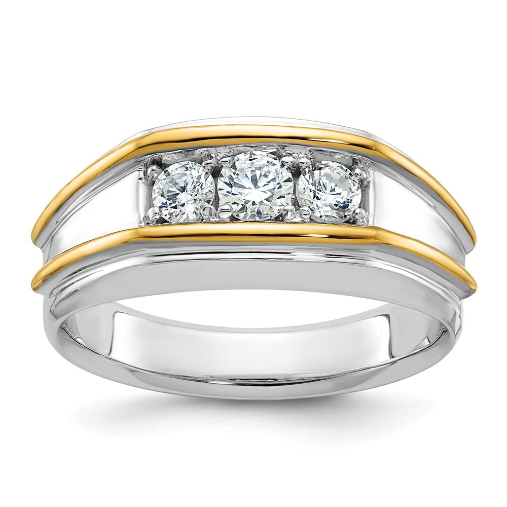 IBGoodman Two-tone Men's Polished 3-Stone 1/2 Carat AA Quality Diamond Ring - WBC
