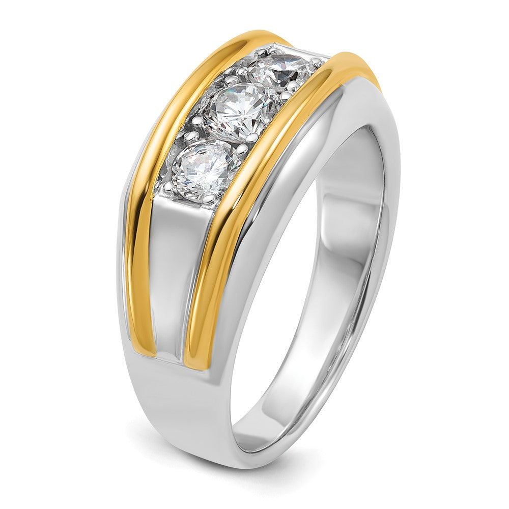 IB Goodman Two-tone Mens 3-Stone 1 carat AA Diamond Ring - WBC