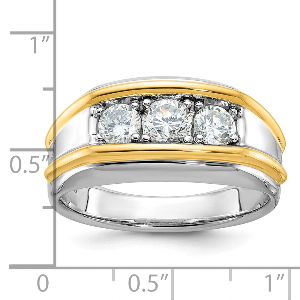 IB Goodman Two-tone Mens 3-Stone 1 carat AA Diamond Ring - WBC