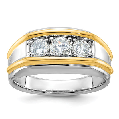 IB Goodman Two-tone Mens 3-Stone 1 carat AA Diamond Ring - WBC