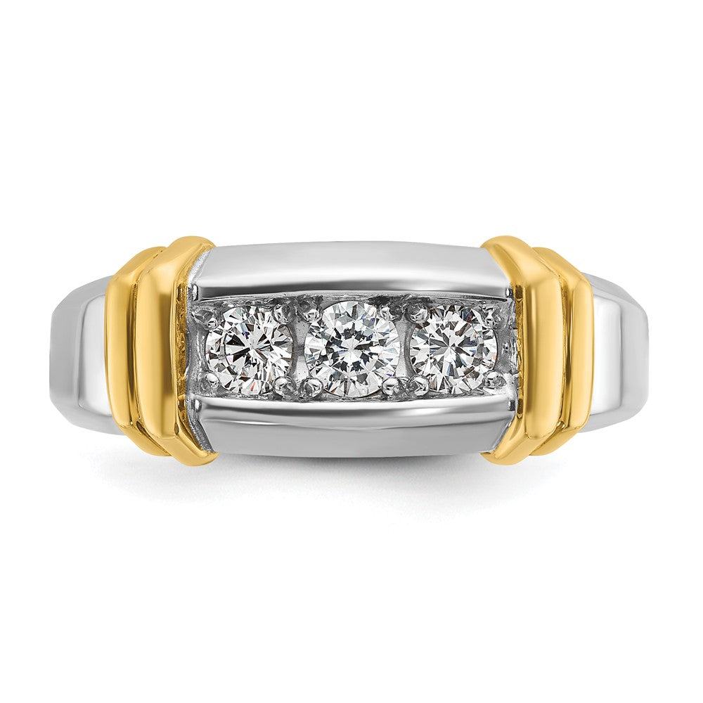 IBGoodman Two-tone Men's Polished 3-Stone 1/2 Carat AA Quality Diamond Ring - WBC