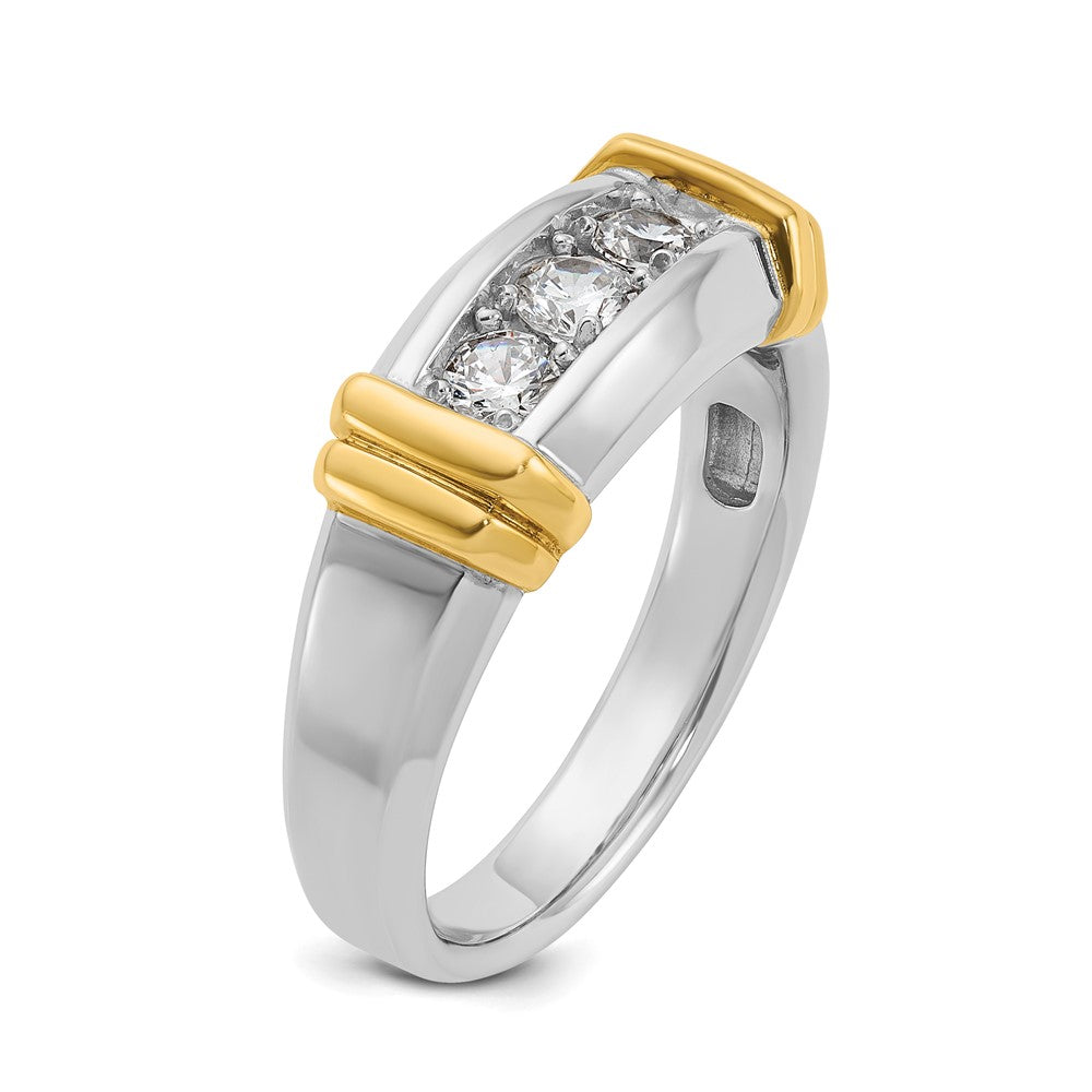 IBGoodman Two-tone Men's Polished 3-Stone 1/2 Carat AA Quality Diamond Ring - WBC