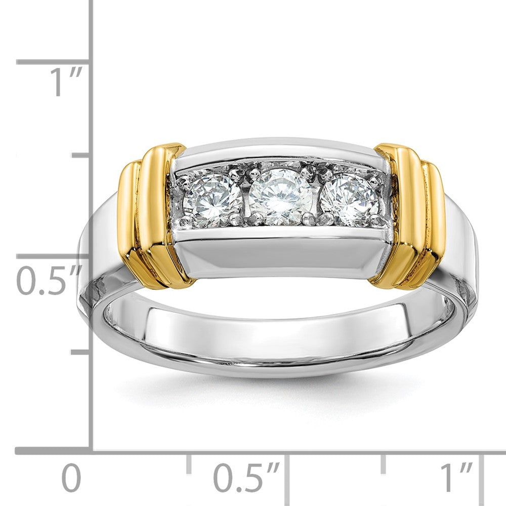 IBGoodman Two-tone Men's Polished 3-Stone 1/2 Carat AA Quality Diamond Ring - WBC