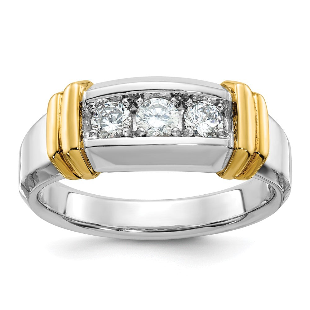 IBGoodman Two-tone Men's Polished 3-Stone 1/2 Carat AA Quality Diamond Ring - WBC