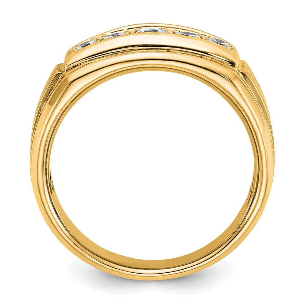 IBGoodman with Rhodium Men's Polished and Satin 5-Stone 1/2 Carat AA Quality Diamond Ring - WBC
