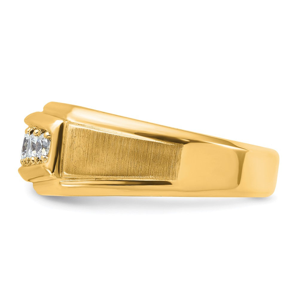 IBGoodman with Rhodium Men's Polished and Satin 5-Stone 1/2 Carat AA Quality Diamond Ring - WBC