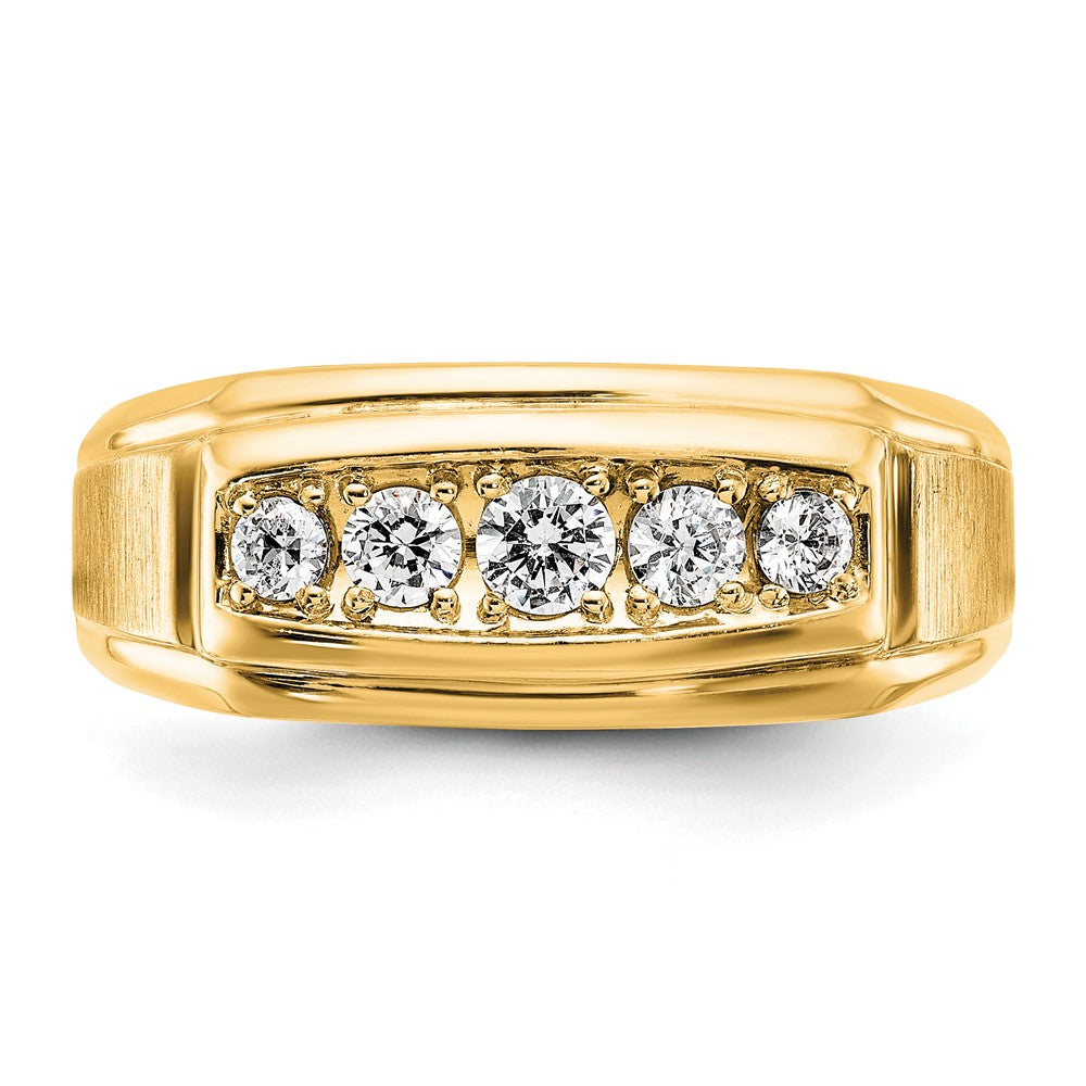IBGoodman with Rhodium Men's Polished and Satin 5-Stone 1/2 Carat AA Quality Diamond Ring - WBC