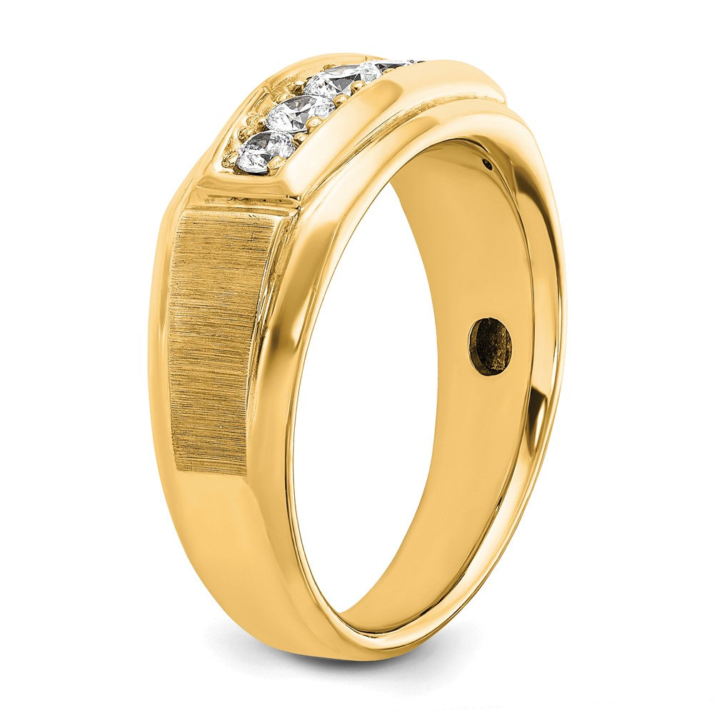 IBGoodman with Rhodium Men's Polished and Satin 5-Stone 1/2 Carat AA Quality Diamond Ring - WBC