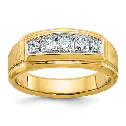 IBGoodman with Rhodium Men's Polished and Satin 5-Stone 1/2 Carat AA Quality Diamond Ring - WBC